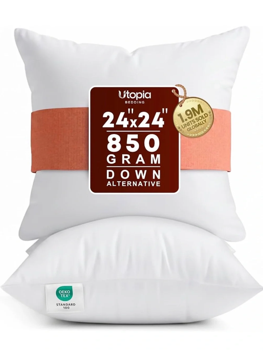 Brand New Set of 2 Pillow Inserts 24”x24” Down Alternative